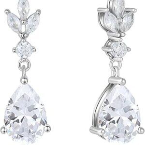 Teardrop Dangle Earrings with 7x10MM Birthston925 Sterling Silver Hook for Women